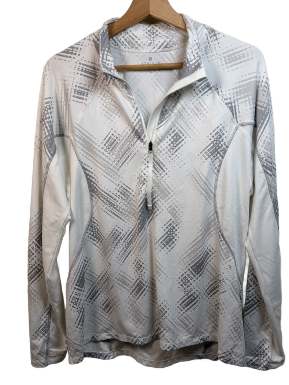 Athleta White & Gray Quarter-Zip Active Pullover
